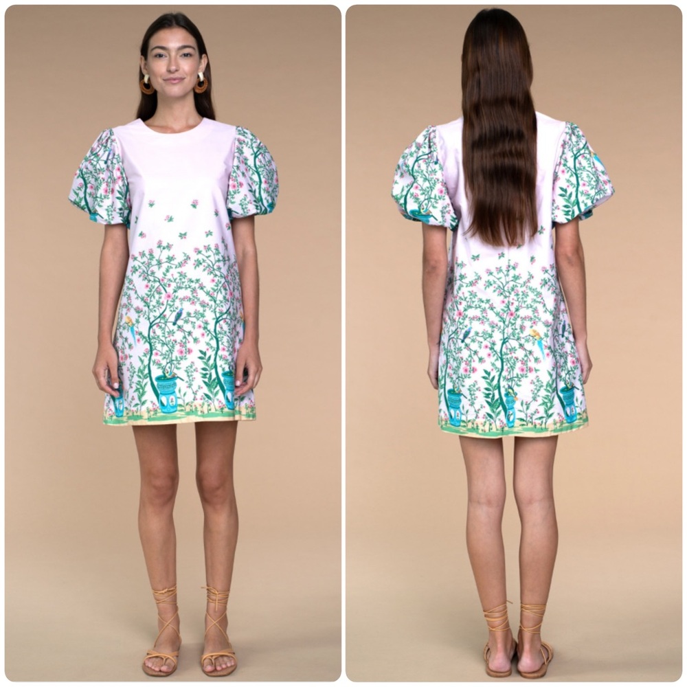 Olivia James the label pink chinoiserie dress